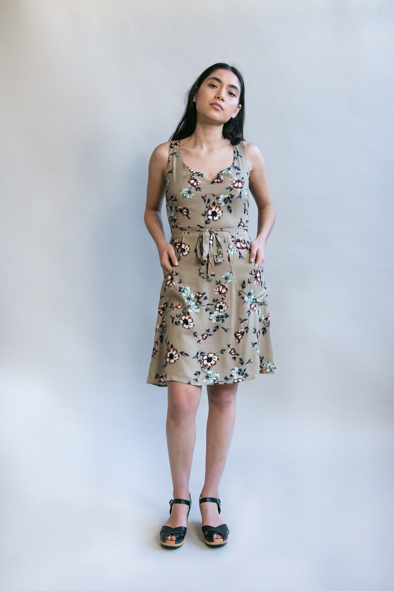 Wrap Dress in Taupe Floral Field Day Wrap Dress in Taupe Floral Field Day
