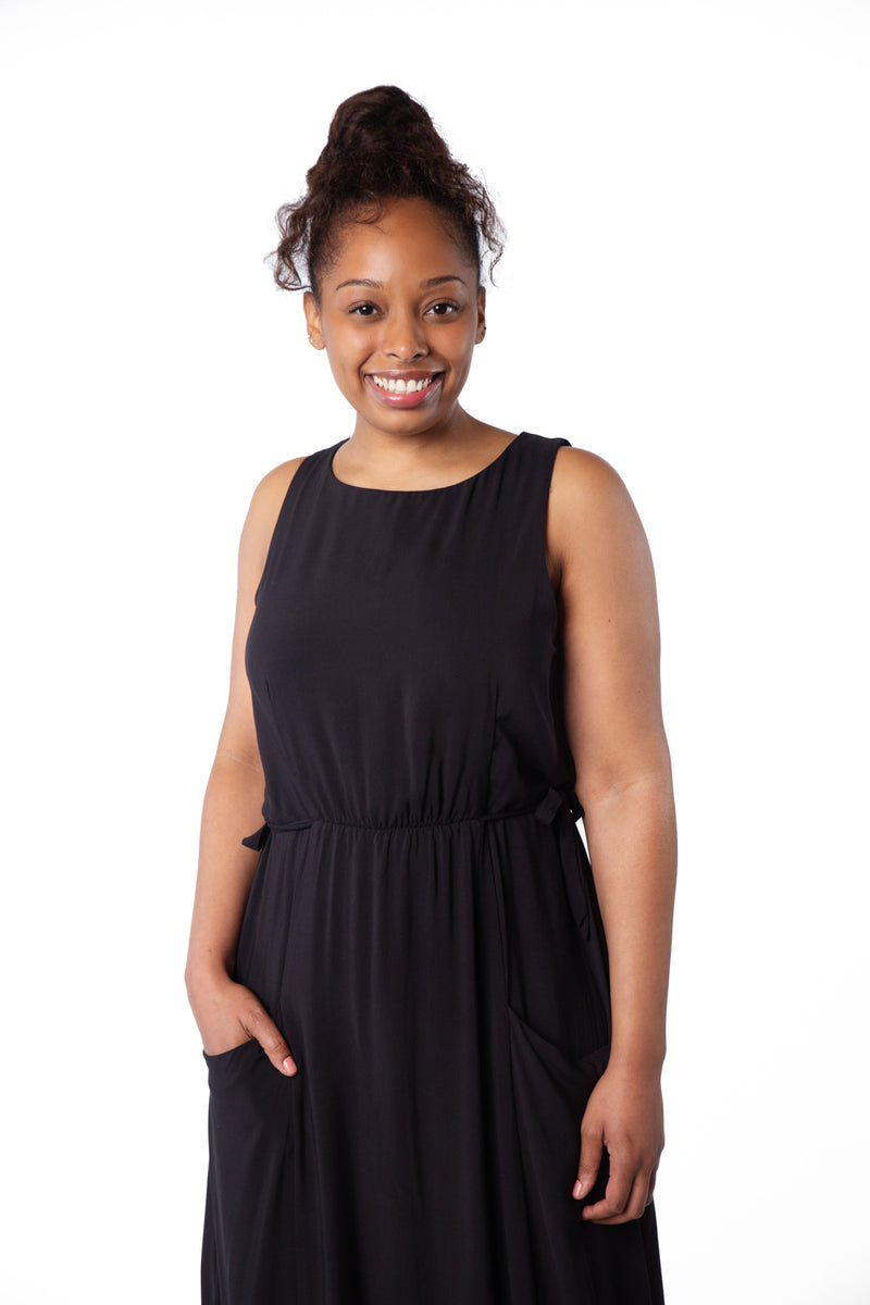 Rhiannon Dress in Black Challis