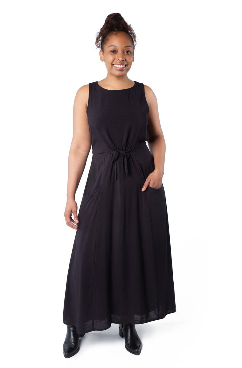 Rhiannon Dress in Black Challis