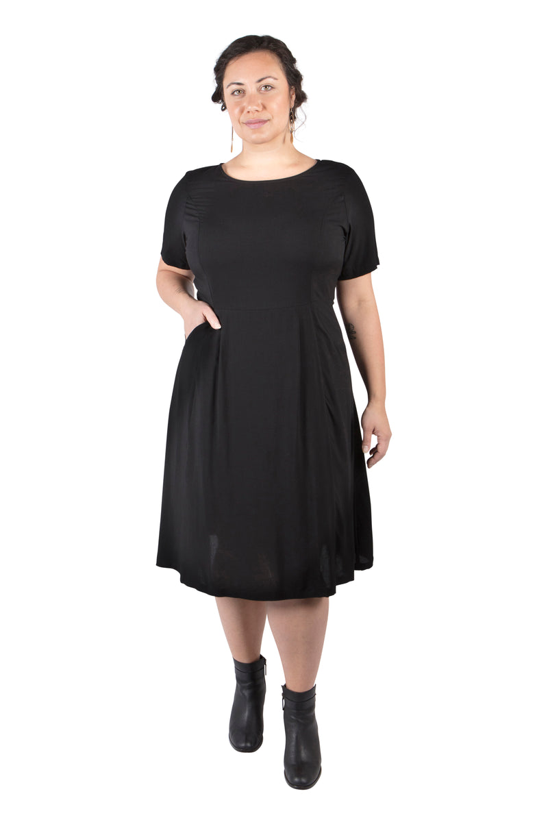 Ingrid Dress in Black Rayon