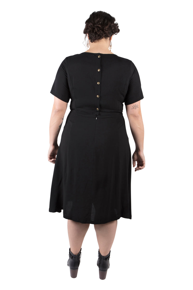 Ingrid Dress in Black Rayon