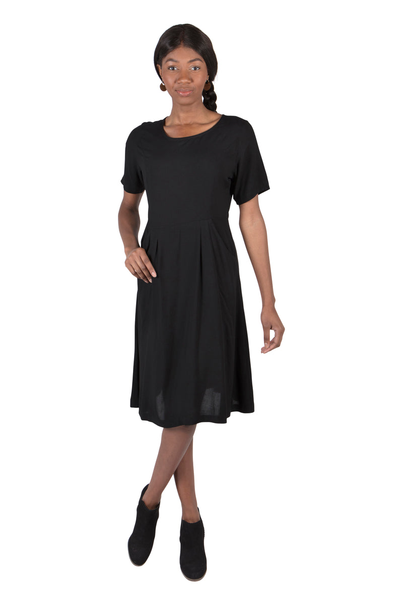 Ingrid Dress in Black Rayon