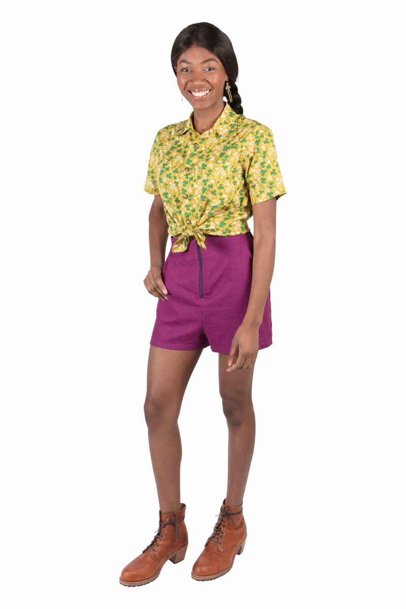 Unisex Button Up in Lemon Wood Sorrel