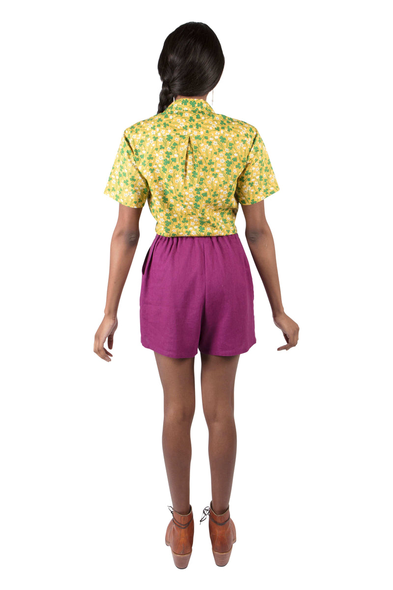 Unisex Button Up in Lemon Wood Sorrel