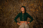 Cropped Hoodie In Emerald Green