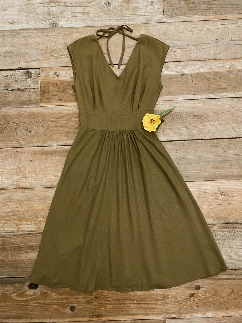 Joy dress in Olive Raw Silk Field Day Joy dress in Olive Raw Silk Field Day