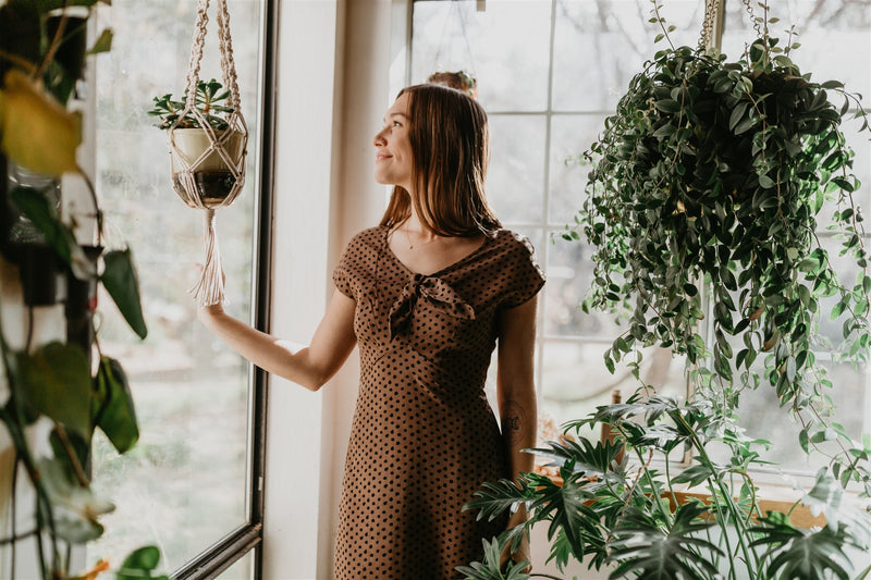 Tatiana Dress in Mocha Dot